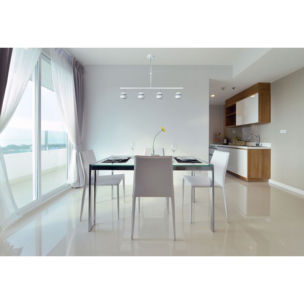 Pendentif Beethoven linéaire à quatre lumières Blanc/argent FABRILAMP - 5