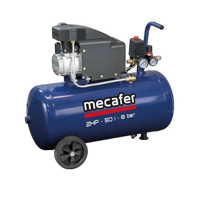 Compresseur - MECAFER - 425794 - Bleu - 50 L - 2 HP - 8 Bar