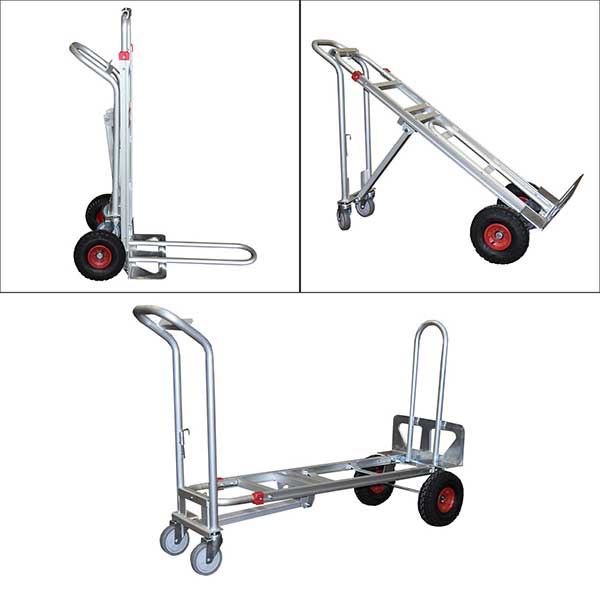 Diable 3 positions aluminium - Charge 250kg / 350kg - Roues increvables - STC3/INC - 5