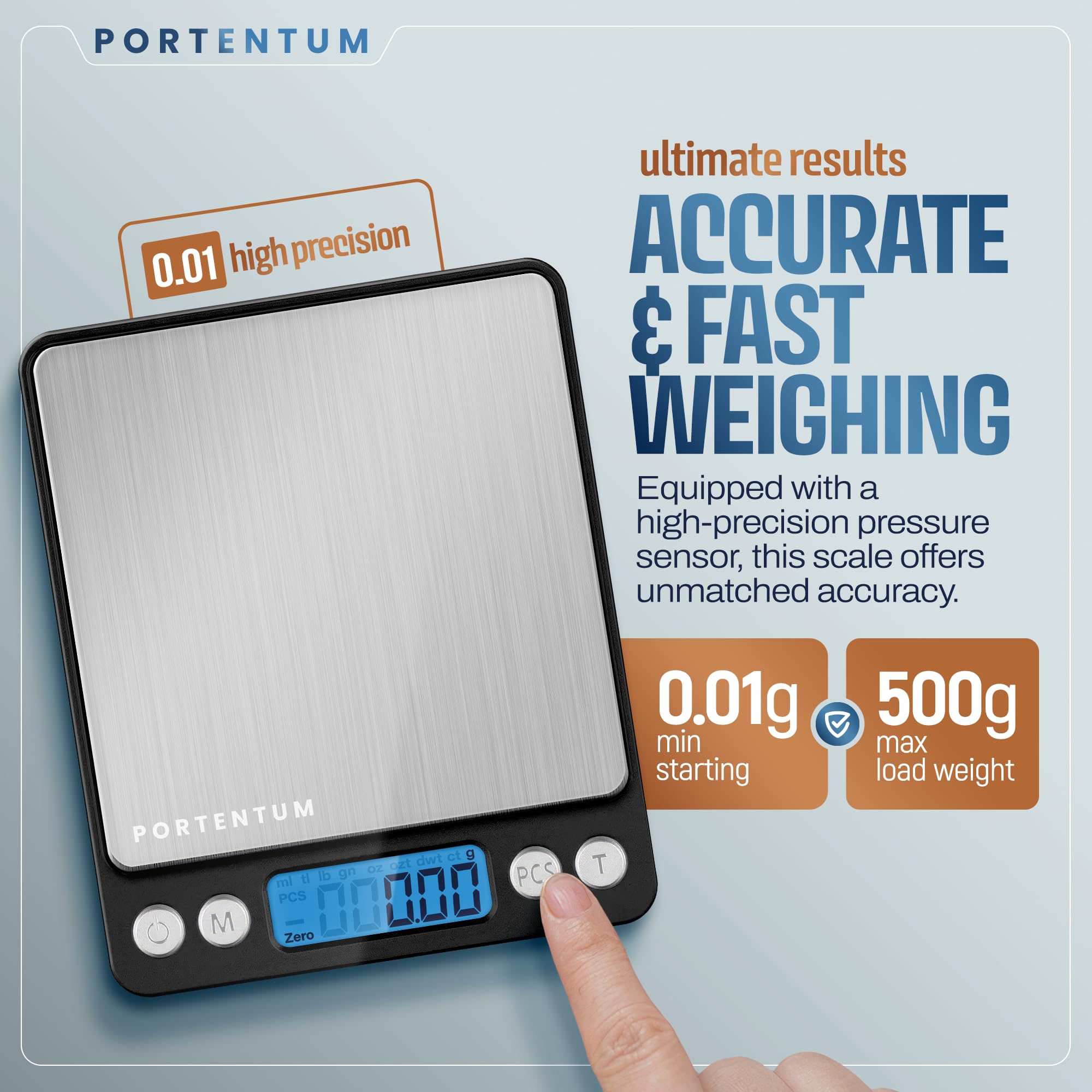 Bilancia Digitale Da Cucina Alta Precisione 0.1g – Portata 2 Kg, Display LCD, Piattaforma Argento