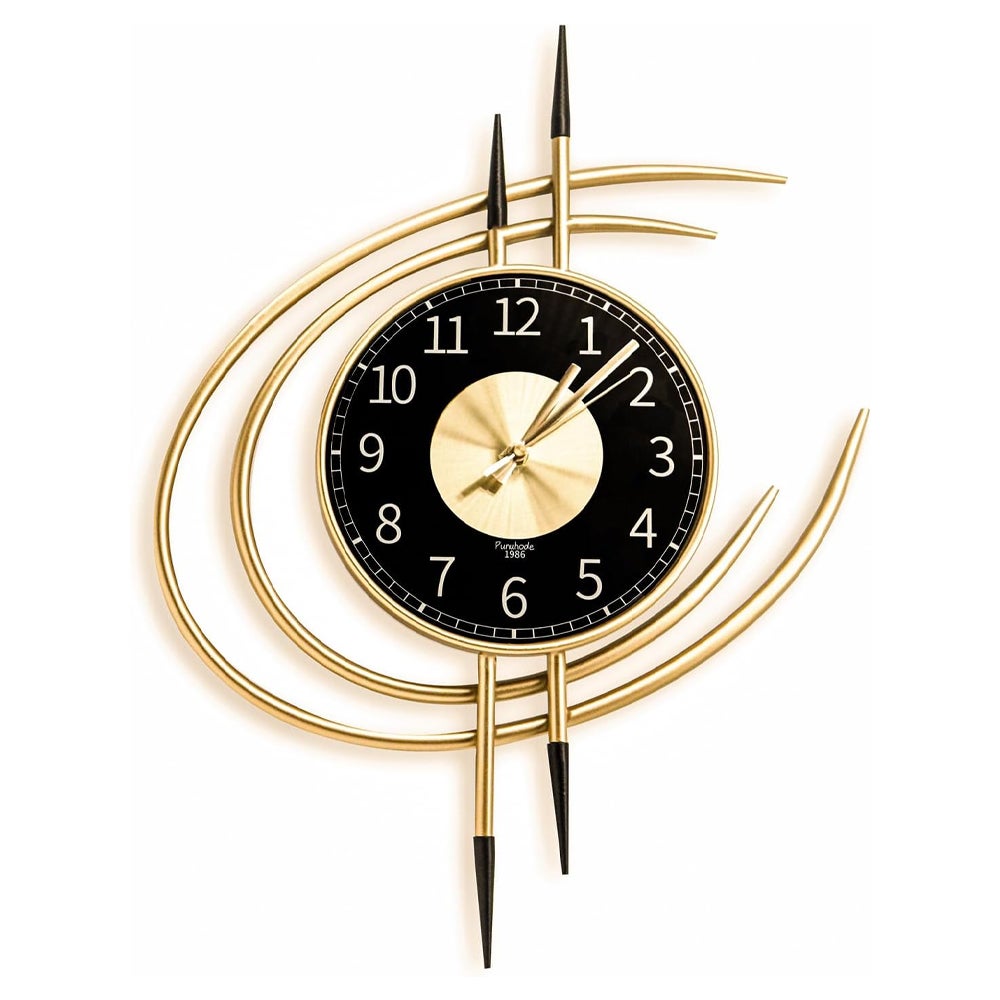 Reloj de pared de diseño moderno dorado de 54 cm, reloj de pared moderno y silencioso grande para decoración de paredes de salón