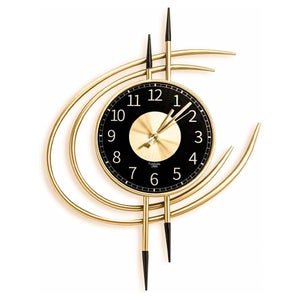 Reloj de pared moderno y silencioso, diseño moderno XXL dorado, 54