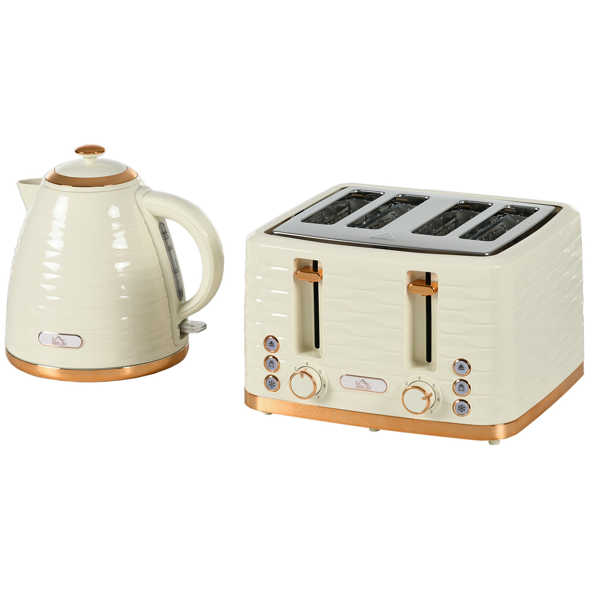 Ensemble Bouilloire 1,5L Et Grille-pain 2200W 2 Tranches 7 Niveaux De Brunissage Plateau A Miettes Blanc Gris 87276689