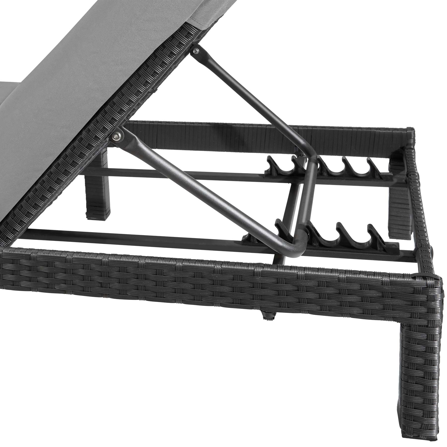 Bain de soleil en résine tressée et acier avec dossier réglable sur 6 positions 196 x 66 x 22 cm TECTAKE - 6