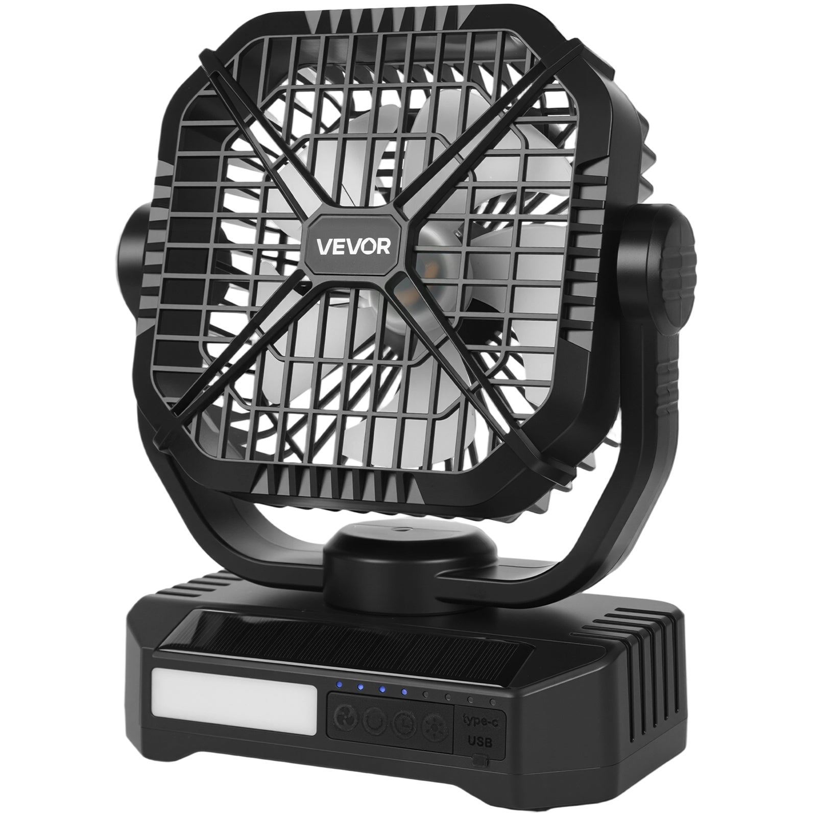 Ventilateur Solaire, Ventilateur Rechargeable 10400 mAh, Lumière LED