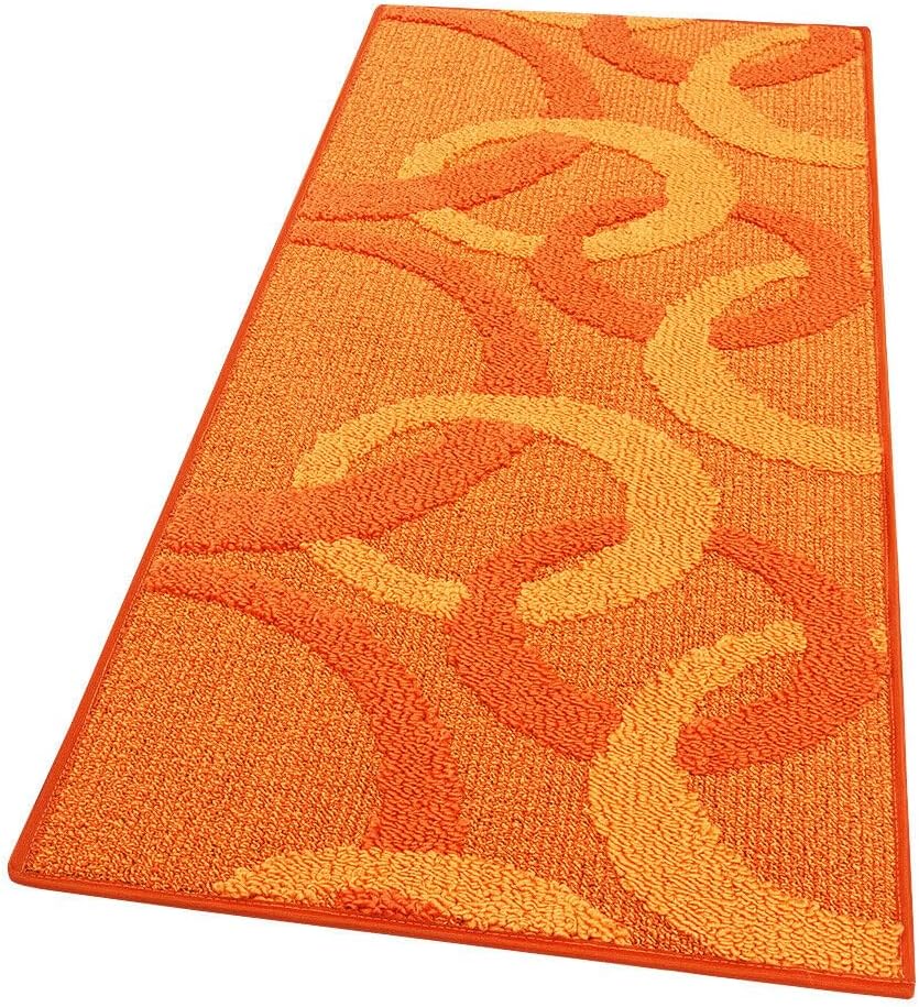 Alfombra de cocina 57x270 cm círculos 3d bordeado suave moderno antideslizante naranja
