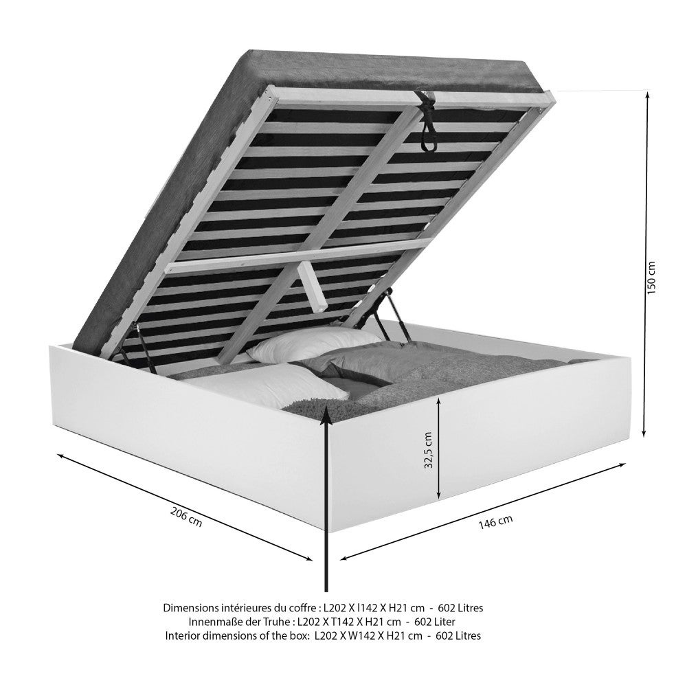 Lit coffre BILBAO 140x200 cm + sommier / blanc - 4