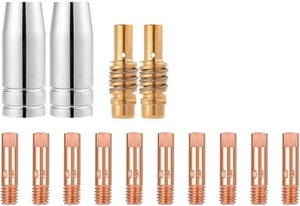 14 Pièces Kit Consommables MB15 AK – Pointes Contact 1.0 Mm, Buses Gaz, Porte-Buse Soudage MIG/MAG