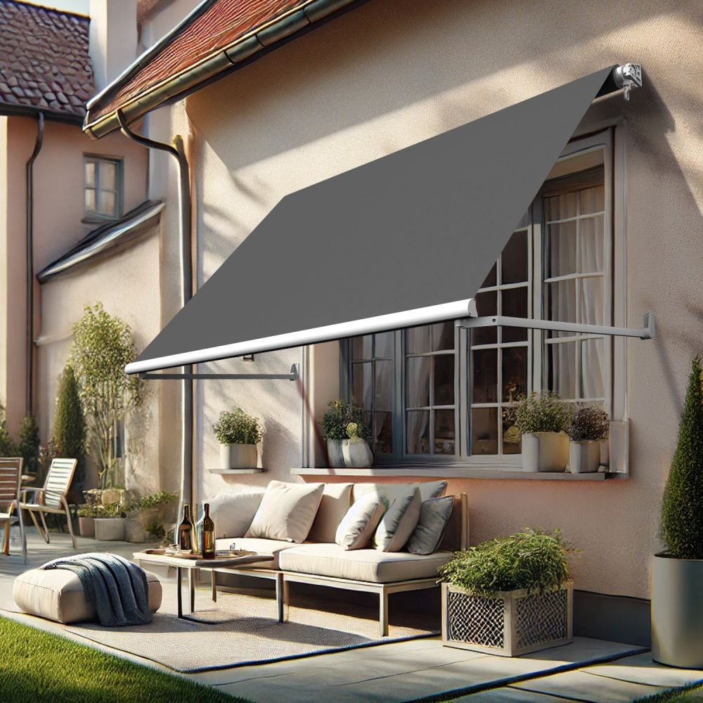Milan - toldo de proyección (gris antracito - blanco - 2.00m x 1.20m)