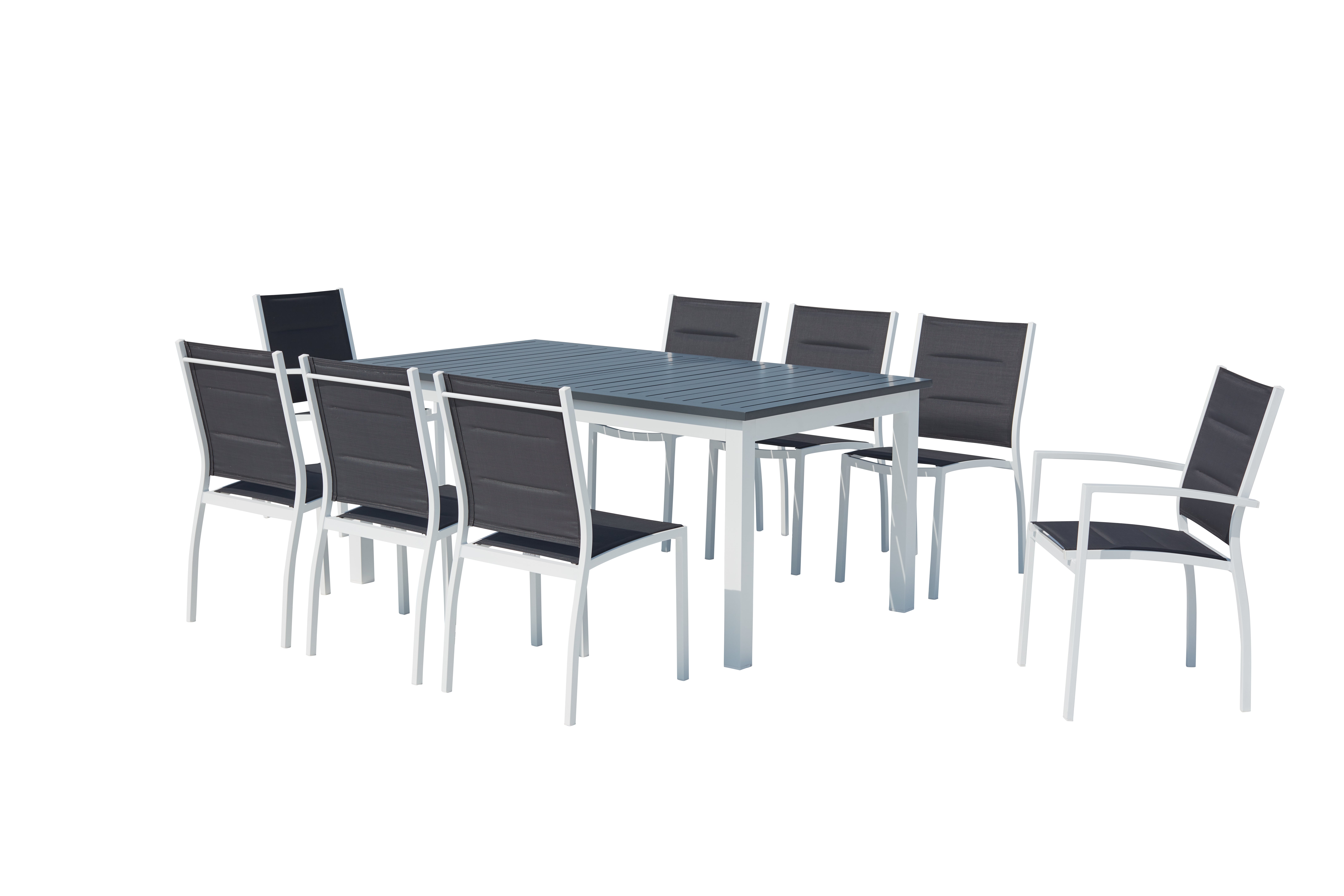 Table de jardin extensible et 8 chaises alu-toile PVC blanc AREZZO - 2