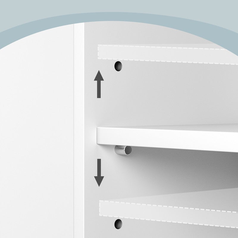 Meuble sous Lavabo, 3 Tiroirs Latéraux, 2 Cases Derrière la Porte, avec Pieds, 30 x 70 x 64 cm, Blanc Nuage - 6