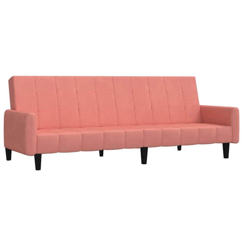 Canapé-lit Enfant 2 Places Rose Peluche - Convertible, Confortable Et Housse Amovible