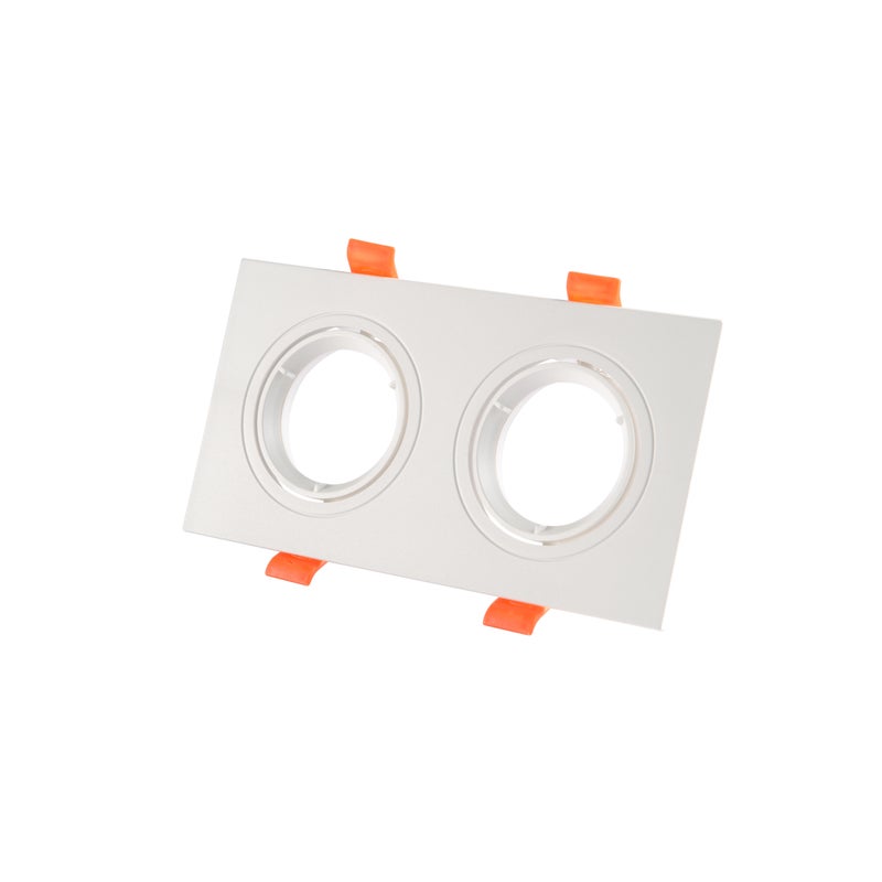 Prostokątny reflektor ramowy na 2 żarówki GU10 / MR16 Białe wykończenie Białe wykończenie 75 * 155 mm Wymiary Ø173 * 93 * 45 mm bez diody LED