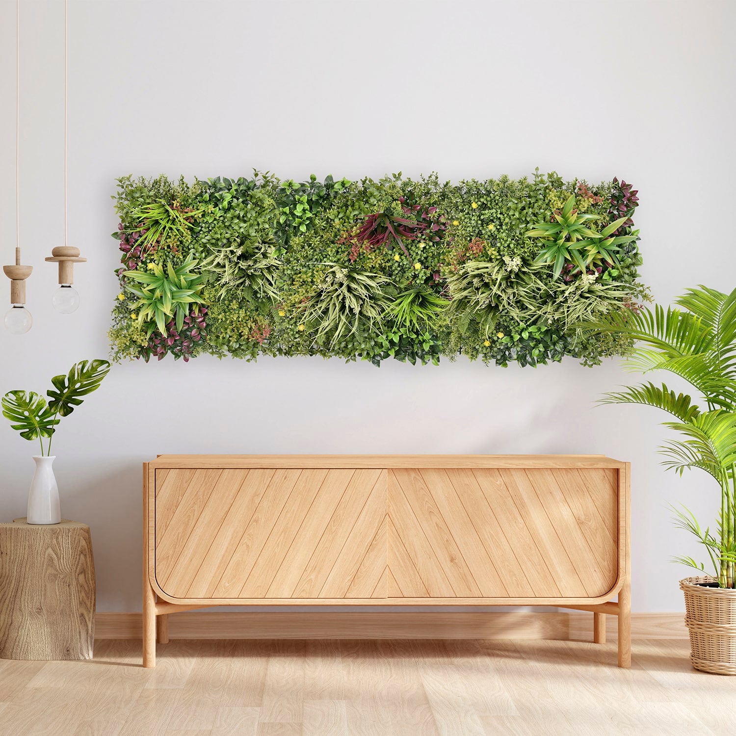 Bonerva | Jardín Vertical Artificial Creta | Pack 3 Piezas 50x50cm (0,75m²) | Diseño Exclusivo | Planta artificial decoración oficina, hotel, bar - 5