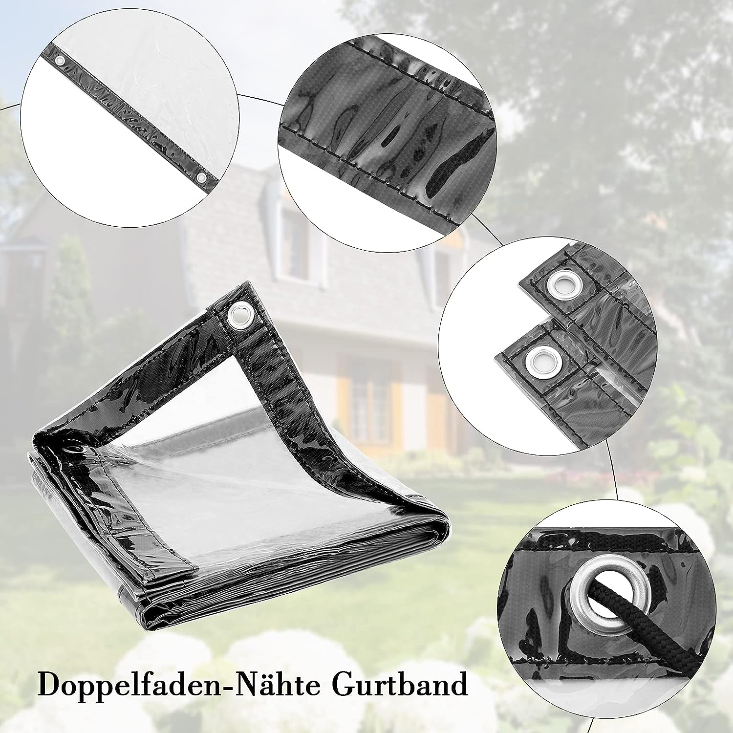 WOLTU Bâche Transparente avec Oeillets 2x3 m. Bâche de Protection Imperméable 380g/m² . PVC - 3