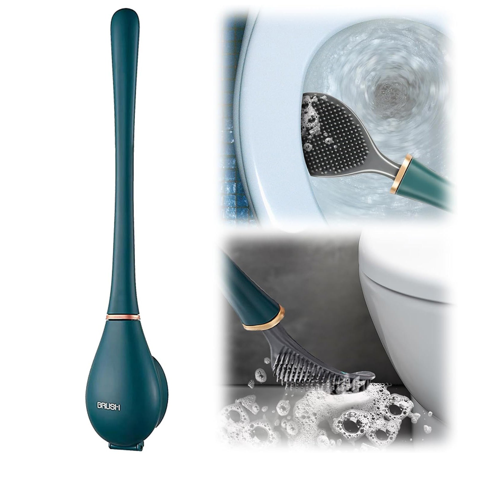 Brosse de toilette en silicone flexible, brosse et récipient de toilette en silicone pour salle