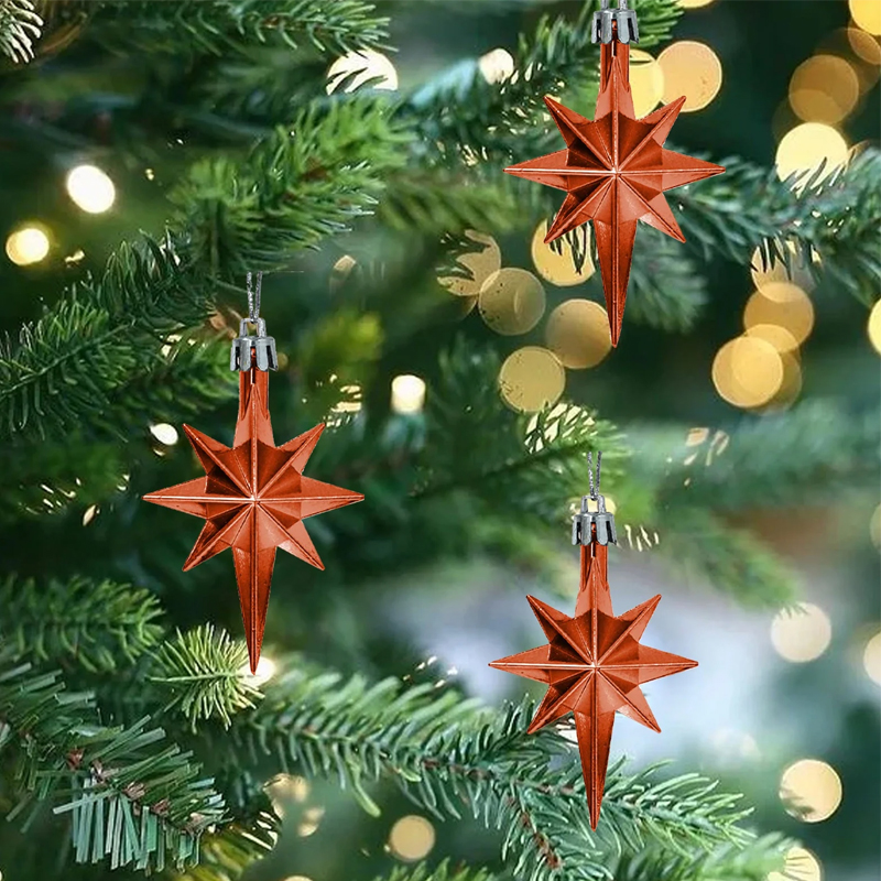 12 decorazioni a forma di stella a 8 punte da 8 cm - Decorazioni per alberi di Natale e location - 5