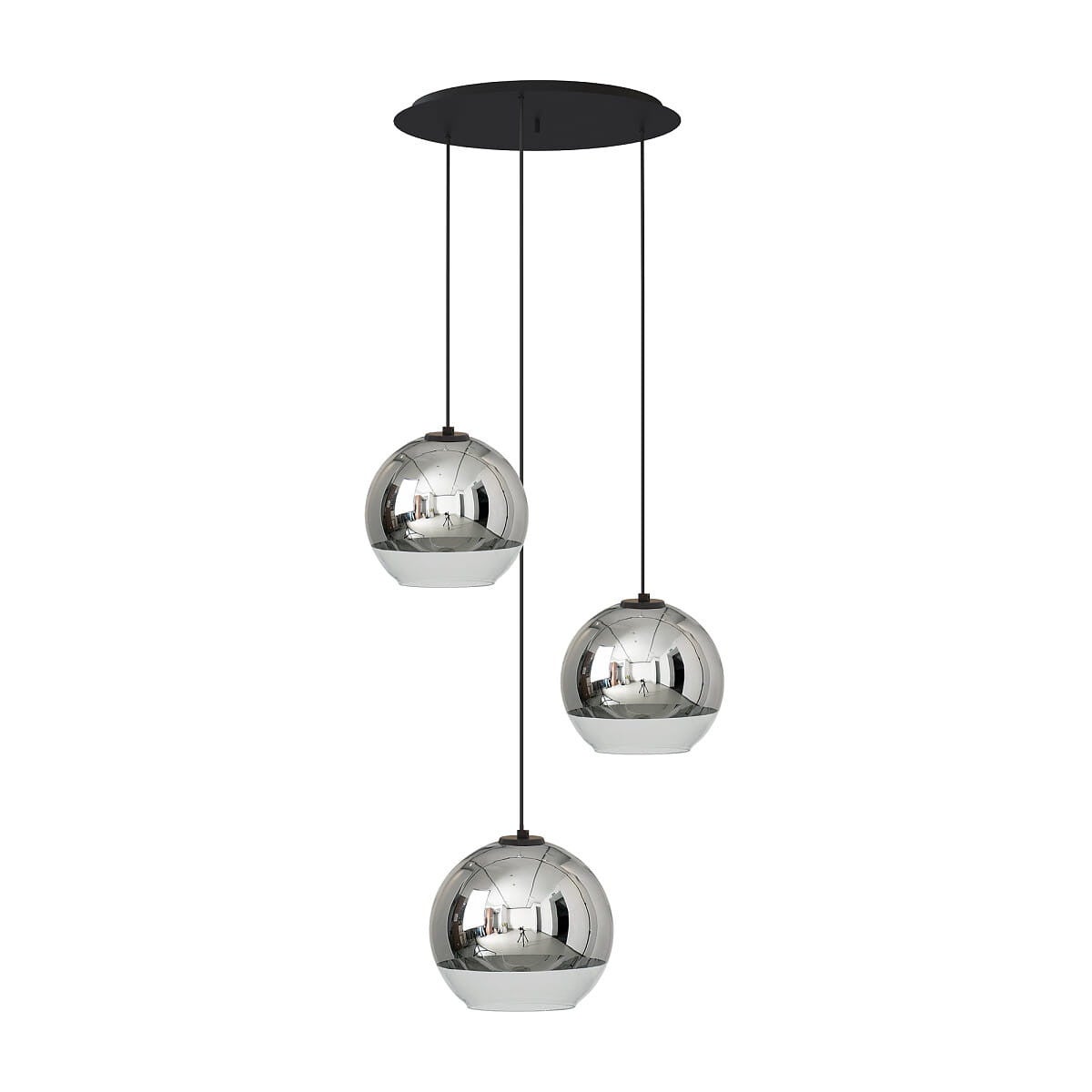 Lampa wisząca Globe czarna-chromowana 3xE27x60W wym: 120 x 50 x 50 cm szkło Nowodvorski Lighting