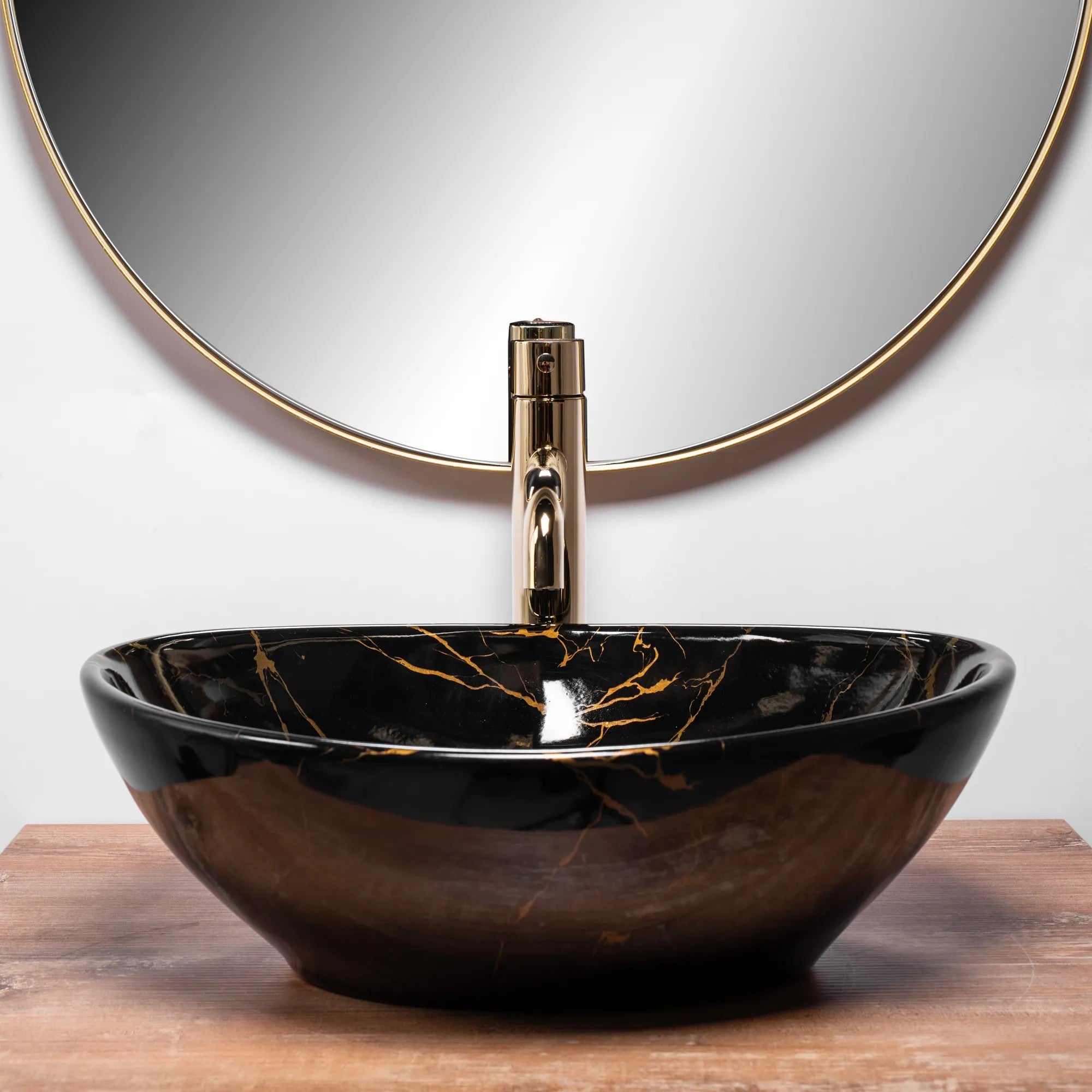 VASQUE À POSER REA SOFIA MARBLE SHINY BLACK 41X34,5X15CM - 2