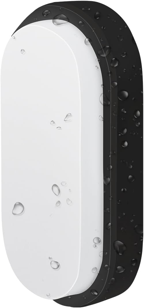 Zewnętrzna lampa ścienna LED, owalna lampa sufitowa LED 14 W, czarna, 6000 K, 980 lm, wodoodporna, IP54, ochrona oświetlenia zewnętrznego