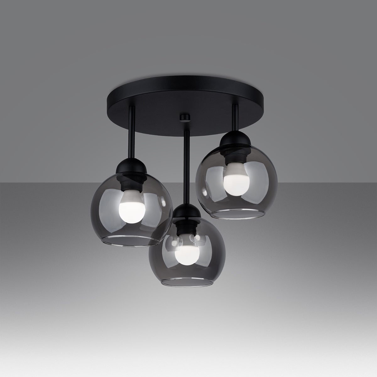 Żyrandol ZELARO 3 czarny LED 3000K - 35x35x35cm Sollux