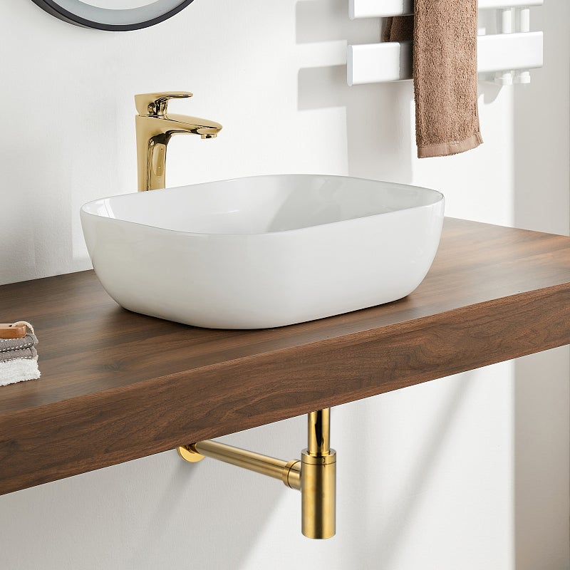 BALNEO - siphon de lavabo rond en laiton doré - siphon de salle de bain moderne - 2