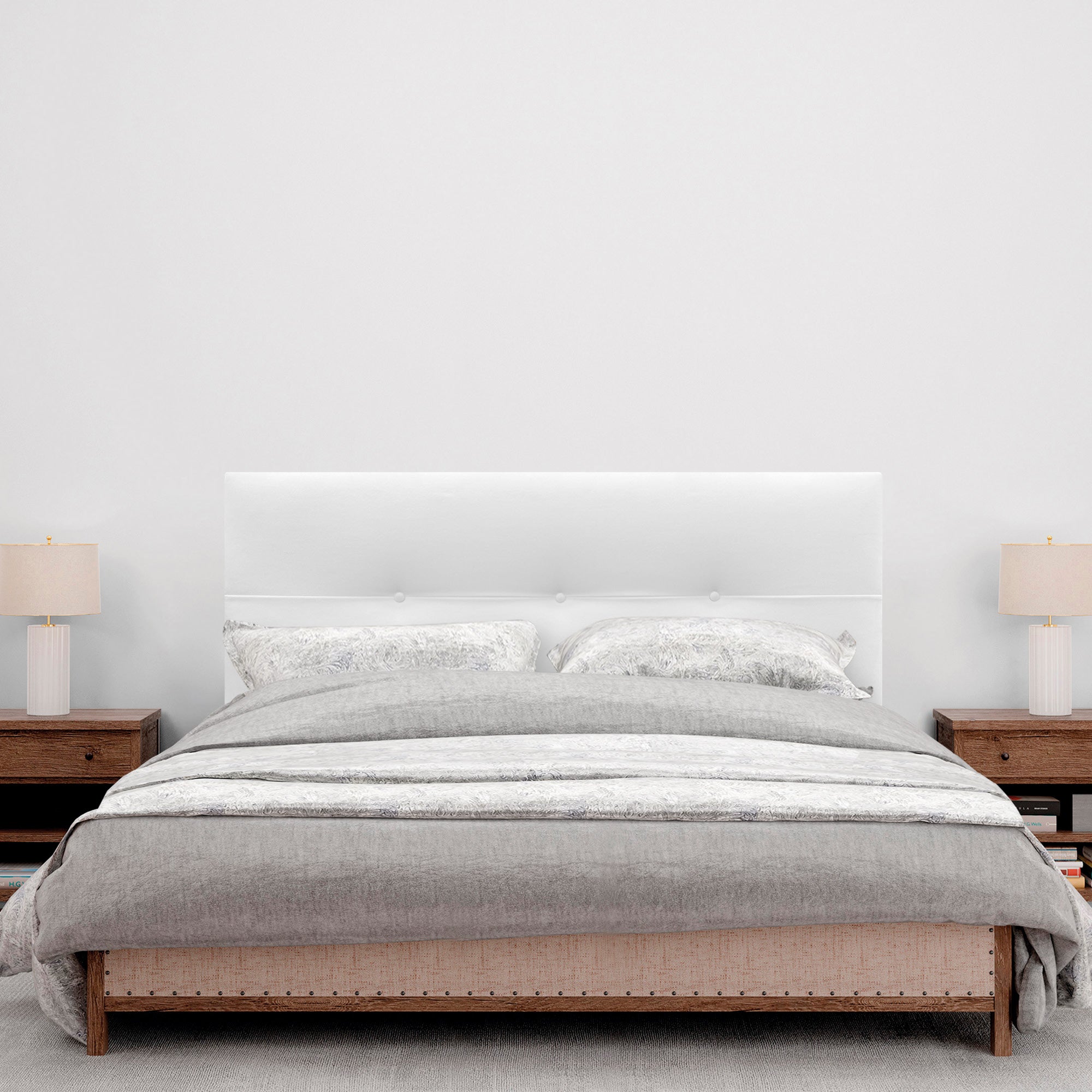 DHOME Cabecero de Tela AQUALINE Pro cabeceros Cabezal tapizado Cama Lujo (Blanco, 135cm) - 3