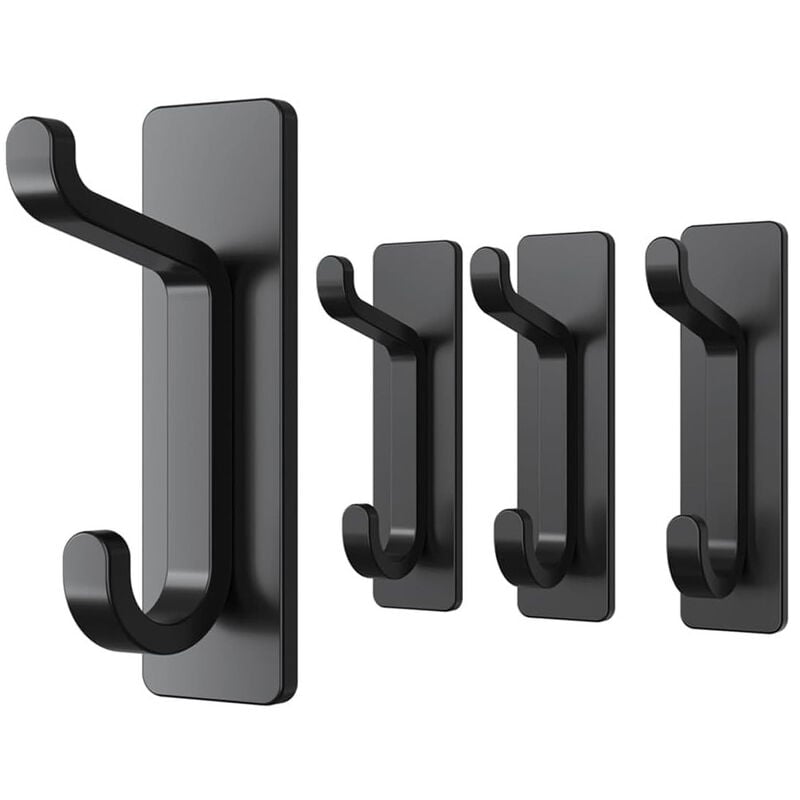 Ścienny haczyk na ręczniki do łazienki, haczyki ze stali nierdzewnej, czarny matowy wieszak na ubrania, wieszak na ręczniki, przechowywanie, 4 sztuki