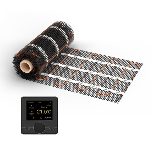 Chauffage au sol WARMON ULTRA 200 W/m² avec thermostat R7C-716 intelligent WiFi LCD-couleur, noir - 3 m²