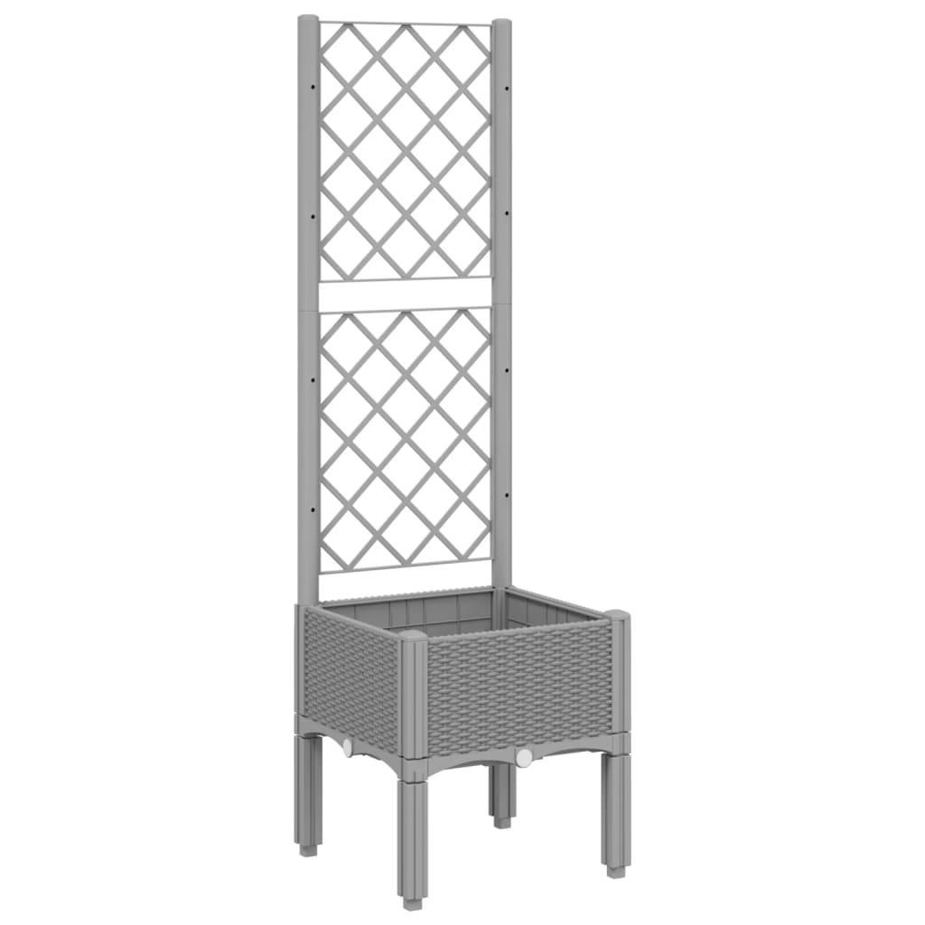 Maison Exclusive - Vaso/floreira jardim c/ treliça 40x40x142 cm PP cinzento-claro - 2