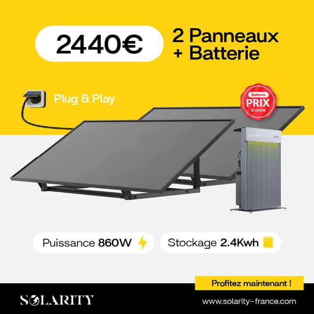 Solarity Zen X2 860W + 2400W de stockage Batterie Zendure - Plug and play - Mono & Triphasé - Pour Maison et Appartement - Pose au Sol, Mur, Balcon…