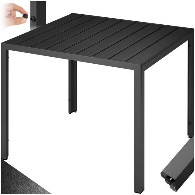 TECTAKE Mesa de jardín de aluminio Superficie con aspecto de madera
