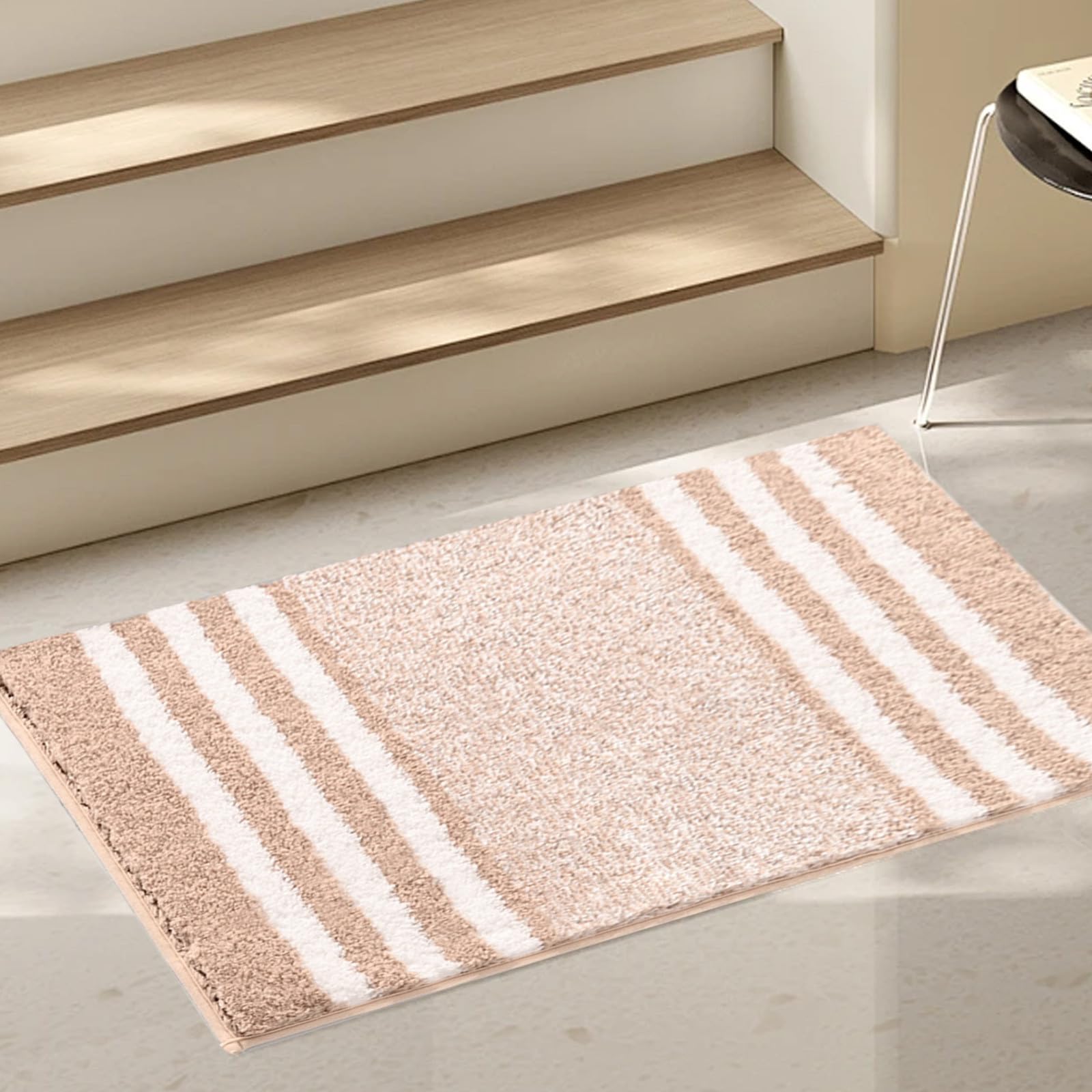 40x60CM Tapis de salle de bain à séchage rapide, tapis de salle de bain antidérapant et absorbant, tapis d'entrée intérieur pour la cuisine (beige) - 4