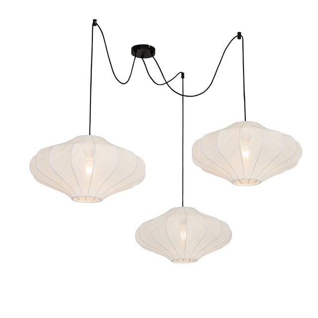 Lámpara colgante Japandi blanca 50 cm 3 luces - Plu