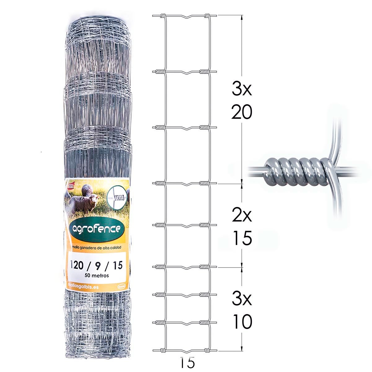 Valla De Caza De 400 M, Valla Forestal, Valla Eléctrica, Valla De Alambre, Malla Anudada 160/15/15