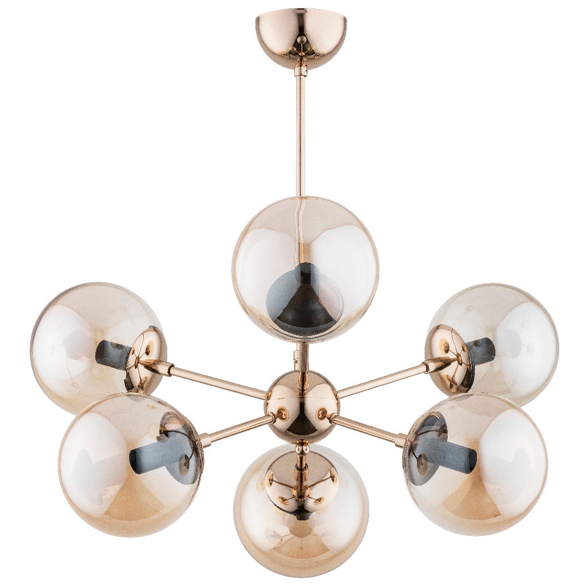Lampa wisząca Sandy złoto-bursztynowy 6xE14x10W glamour wym: 56 x 63 x 63 cm szkło Alfa