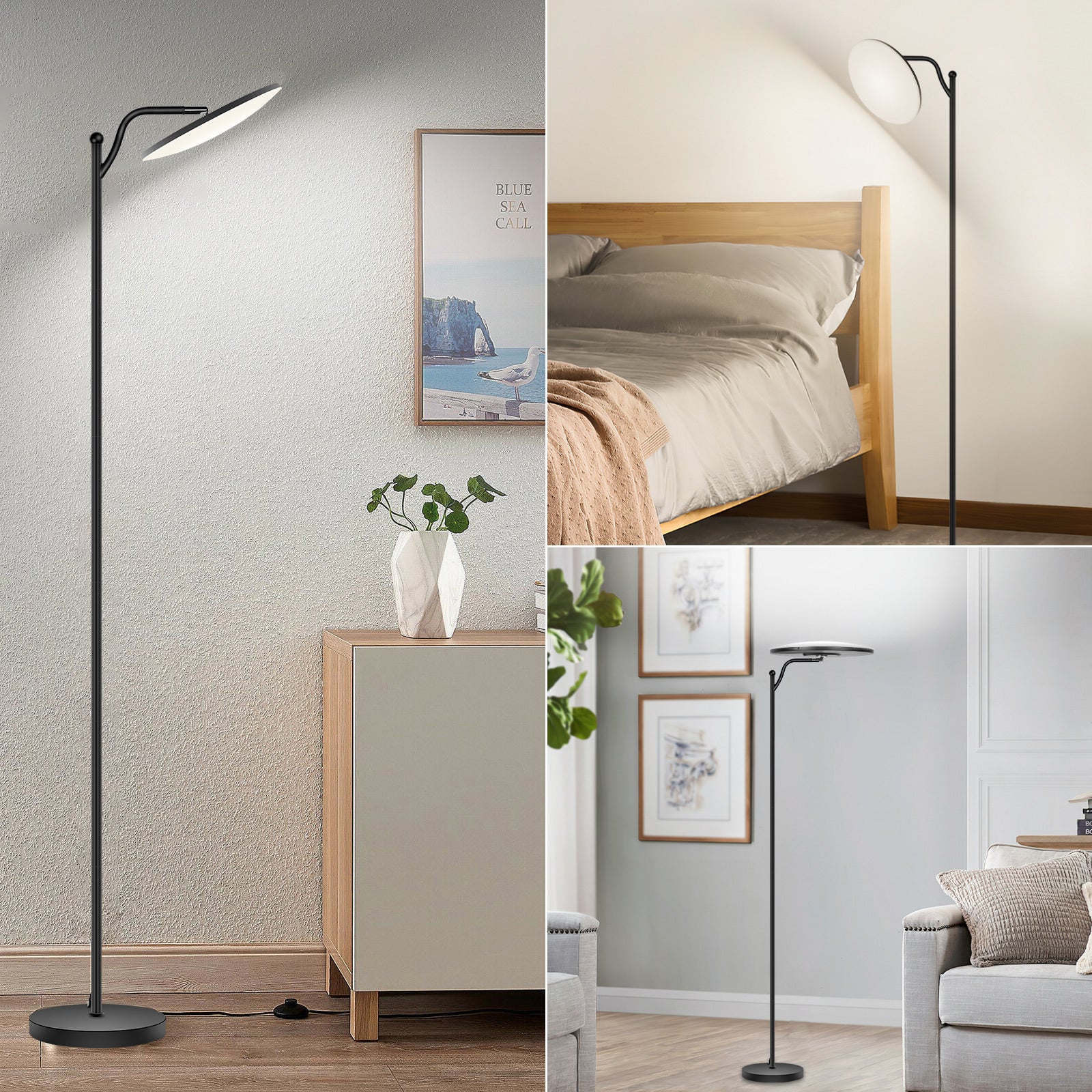 LOVHAUS Lampadaire à Intensité Variable, Luminosité LED Réglable de 10 % à 100 % avec Télécommande, Lampe de Lecture 32W pour Maison et Bureau - 4
