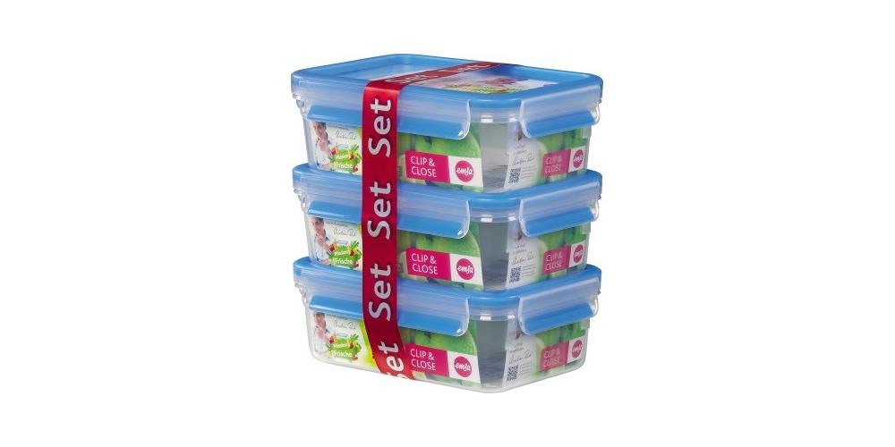Emsa Clip & Close Contenitore Salvafreschezza, Verde, Set 3 Pezzi Da 0.55 L, 1 L E 2.3 L | Leroy - Foto 5