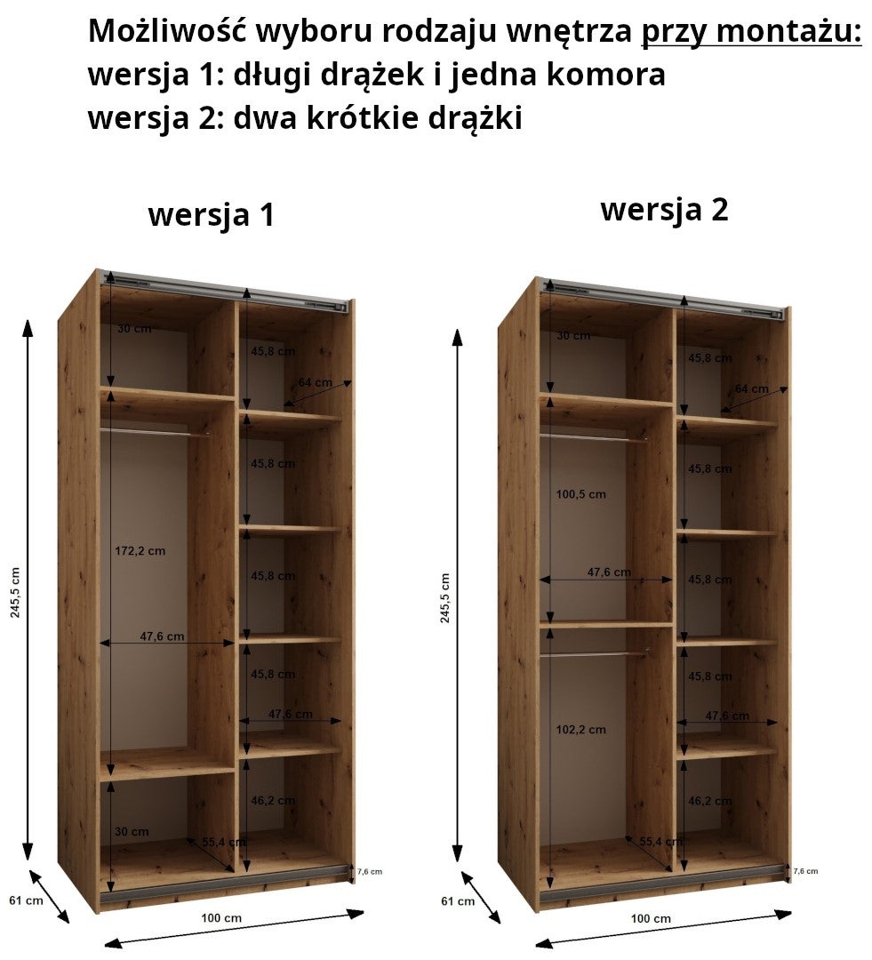Szafa przesuwna wysoka Lux 4 100 x 64 x 245,5 cm artisan + artisan + u. srebrny - Abiks Meble - 5