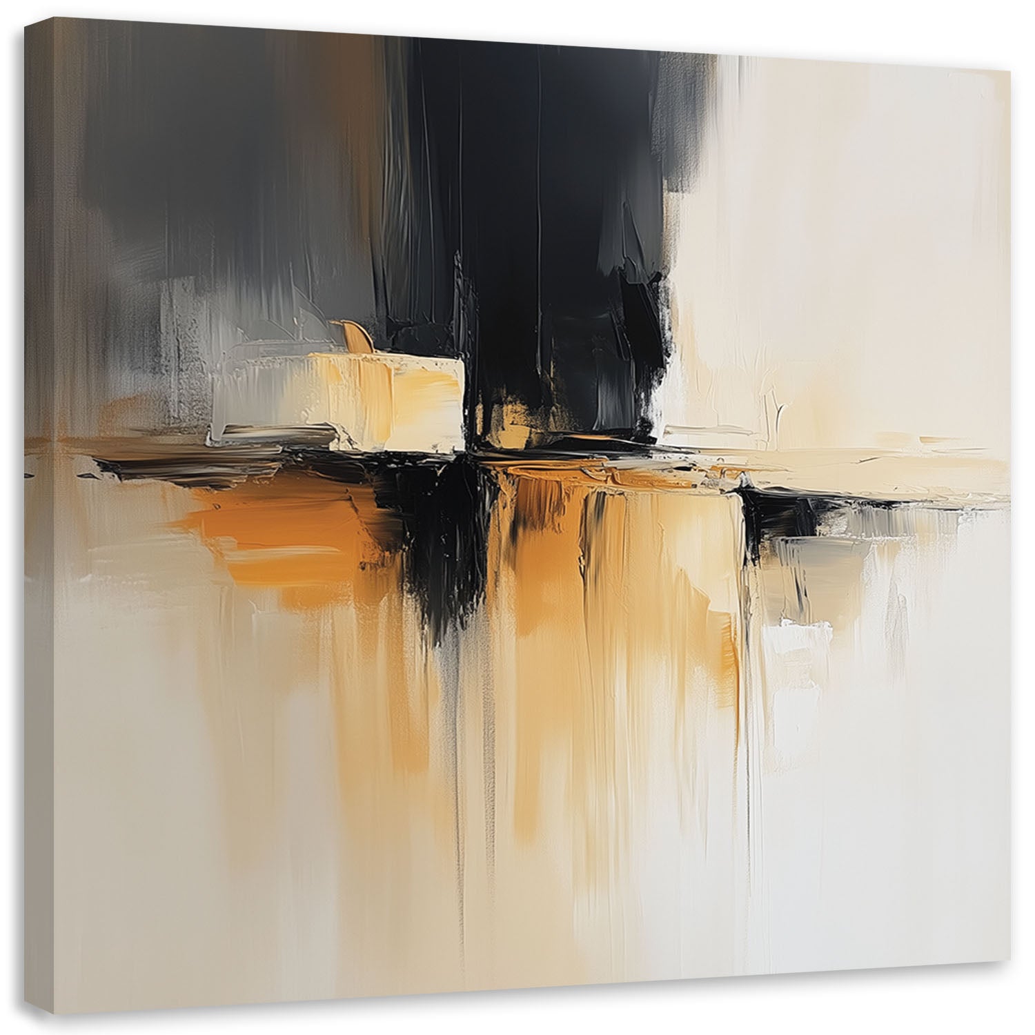 Obraz do salonu sypialni loft, Abstrakcja beżowy pomarańczowy 40x40