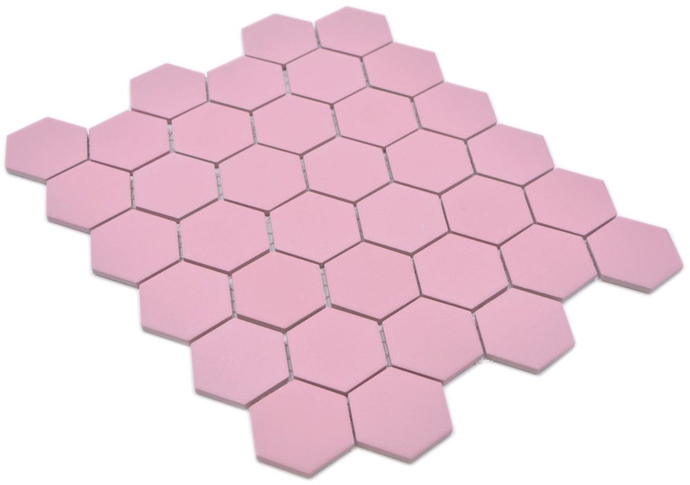 Mosaico Rosa Mosaico hexagonal rosa oscuro R10B Cerámica hexagonal mate | Leroy Merlin