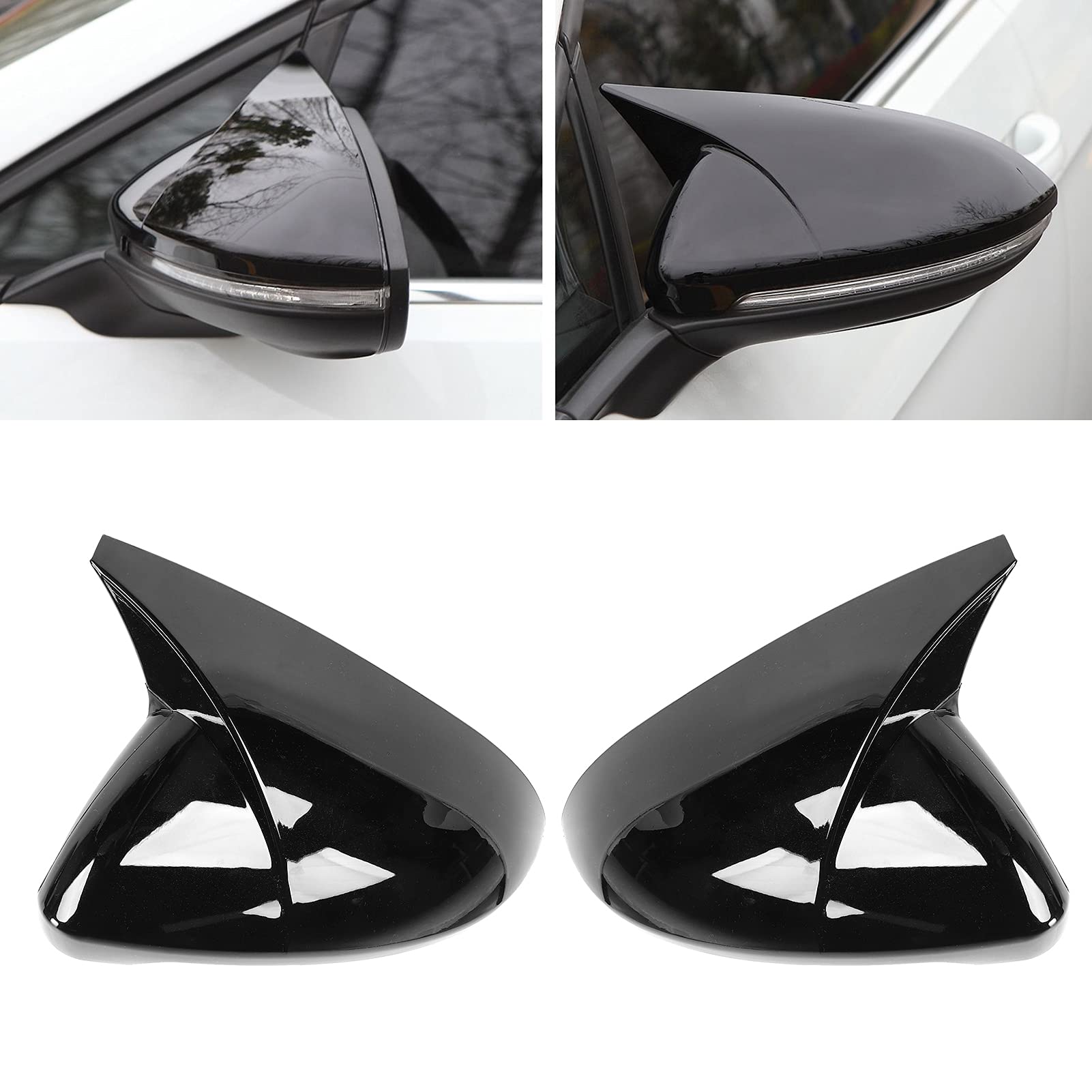 Coppia di copri specchietti retrovisori in stile clacson, adatti per MK7/MK7.5 GTD R 2013-2020 (nero) - 2