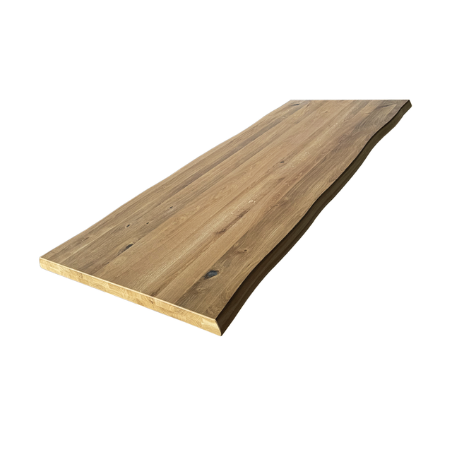 Plateau de table pleines lames Chêne Rustique bord naturel flacheux L.200 X 80 cm, Ep.40 mm