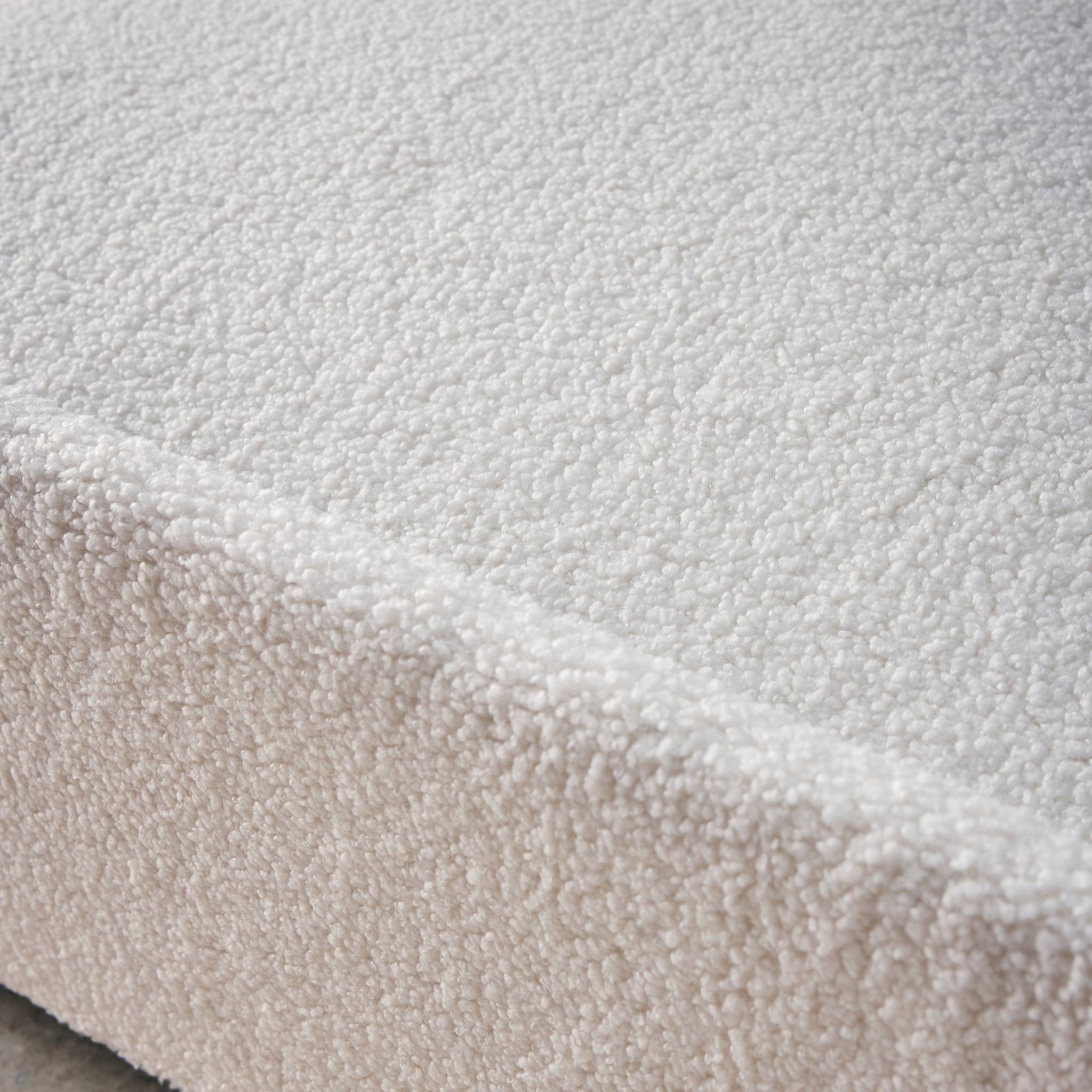 Divano letto arrotondato in tessuto bouclé, 2 posti, Crema - 7