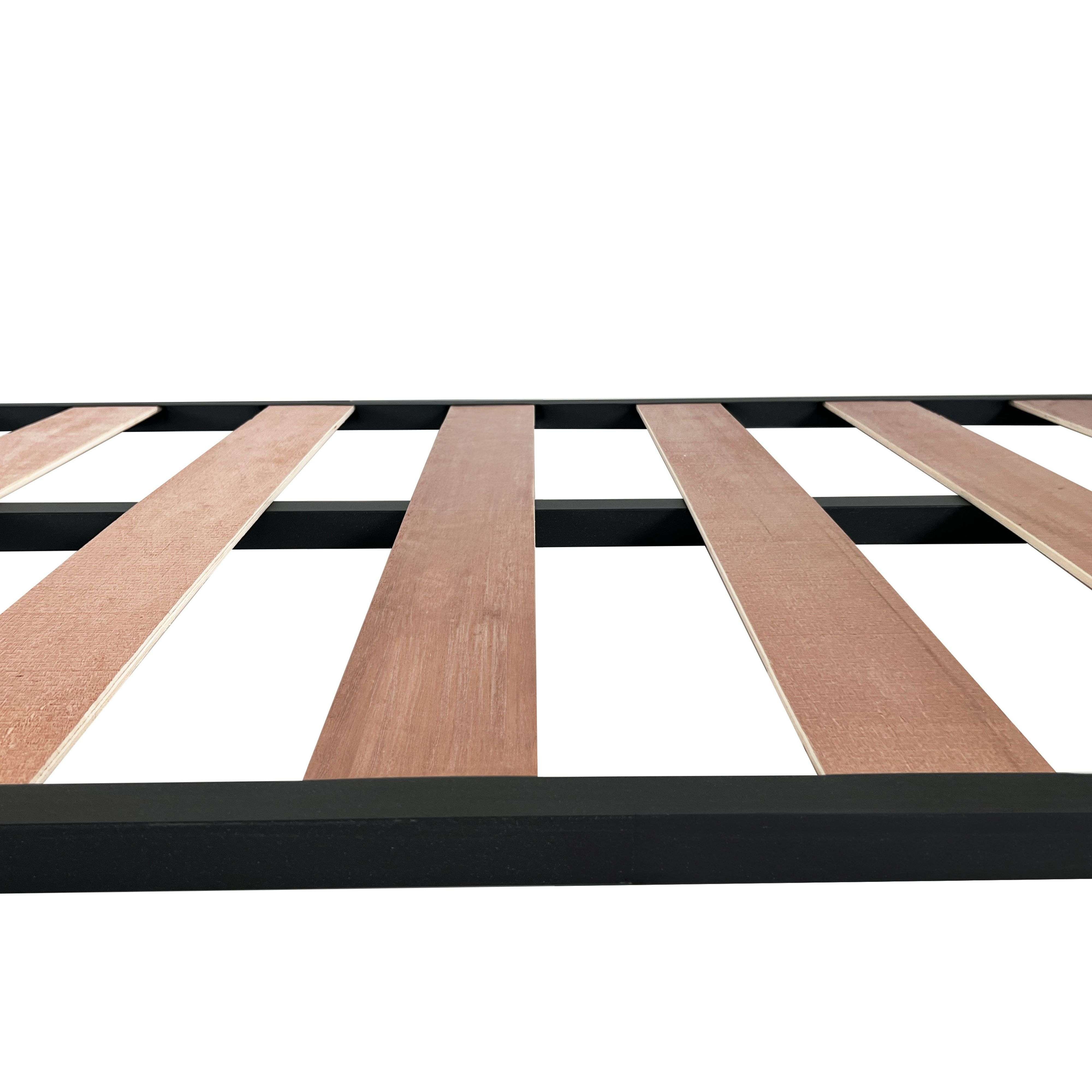 Estrado de 90x180 cm em tubo de aço 30x30mm, ripas de madeira de álamo com reforço central e pintura metálica (sem pés) - 2