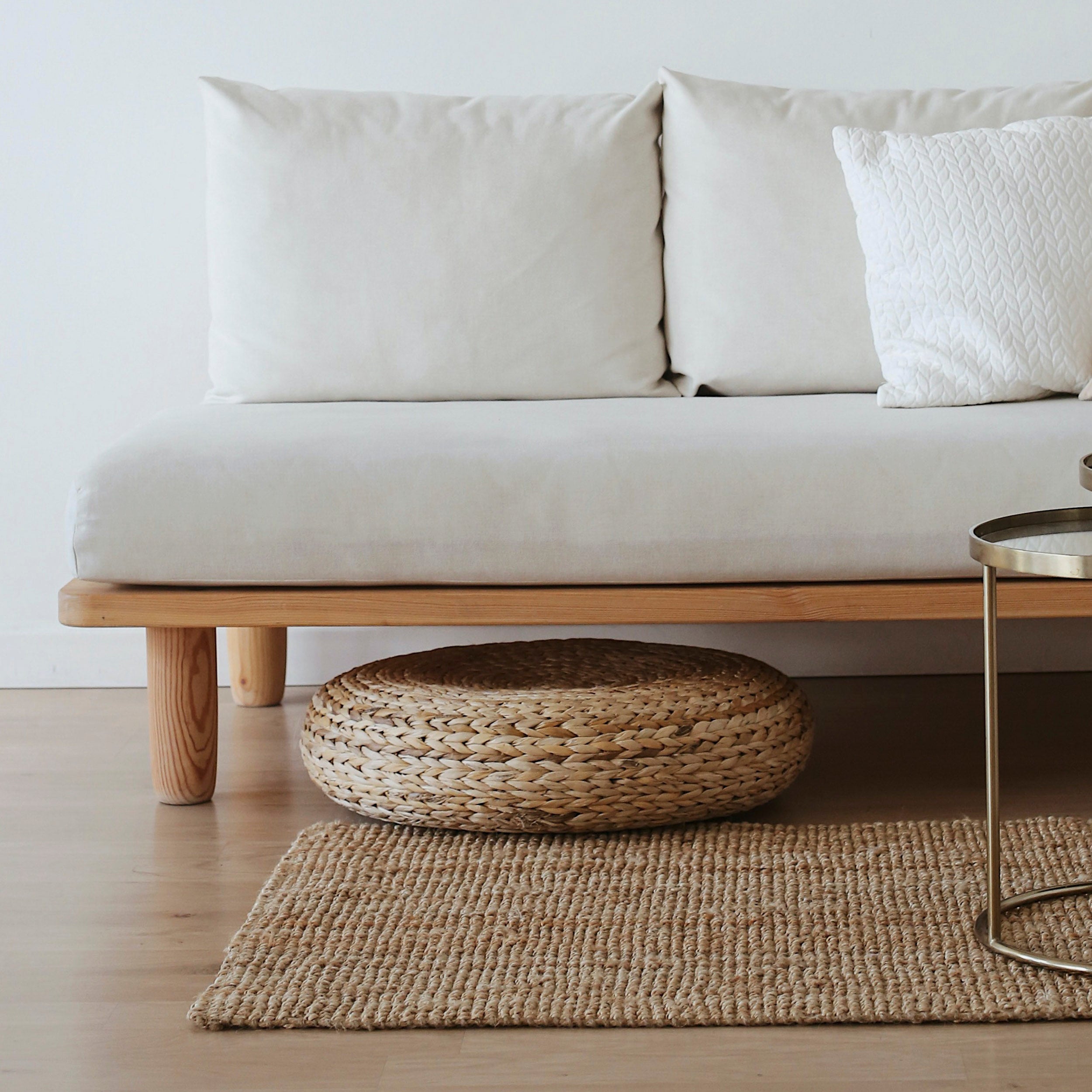 Puff redondo plano hoja de banana Ø40x10cm – Diseño natural reciclable y biodegradable - 4