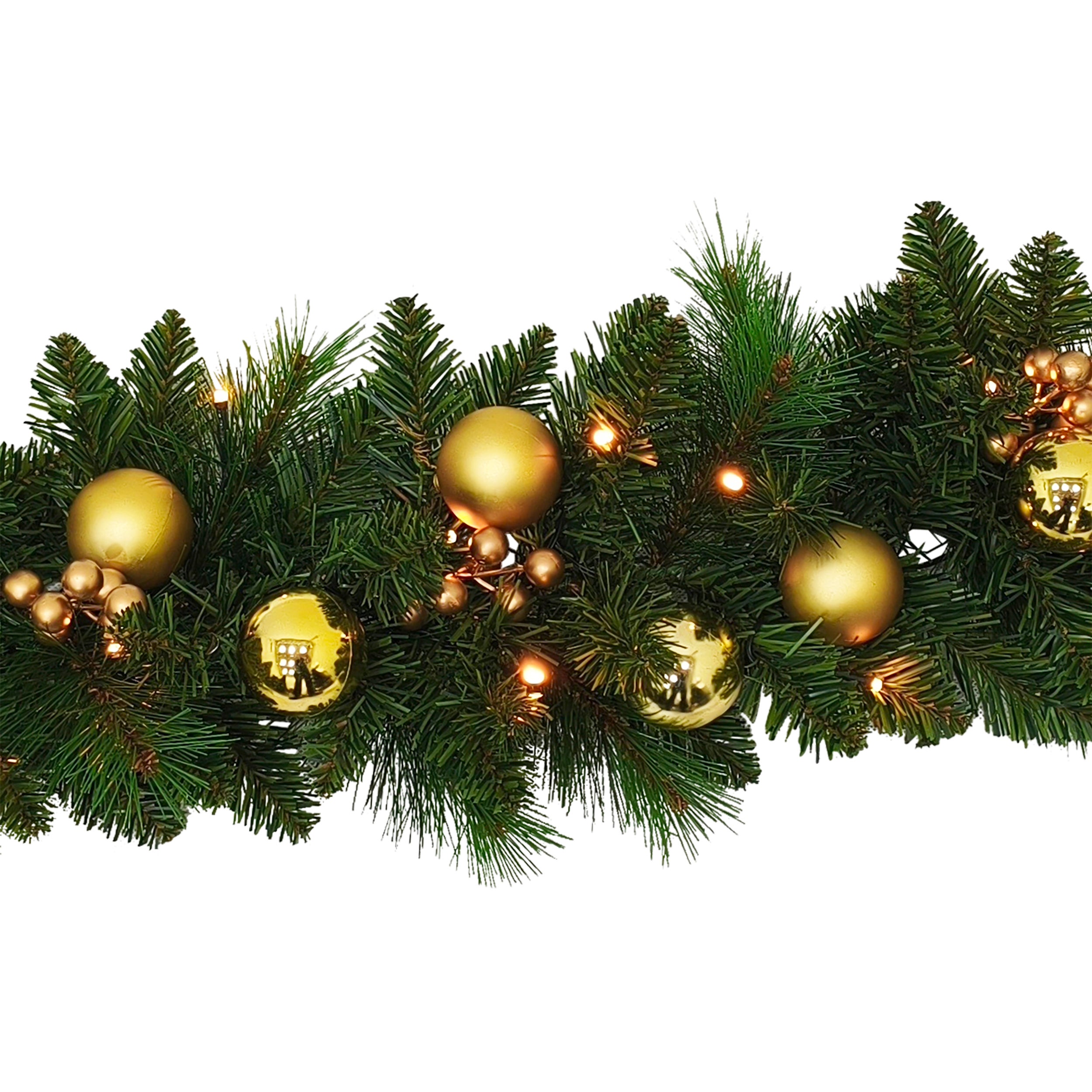 Guirlande lumineuse LED NOEL doree 120 cm decoration vintage en metal et plastique pour exterieur a piles avec minuterie et interrupteur - 3