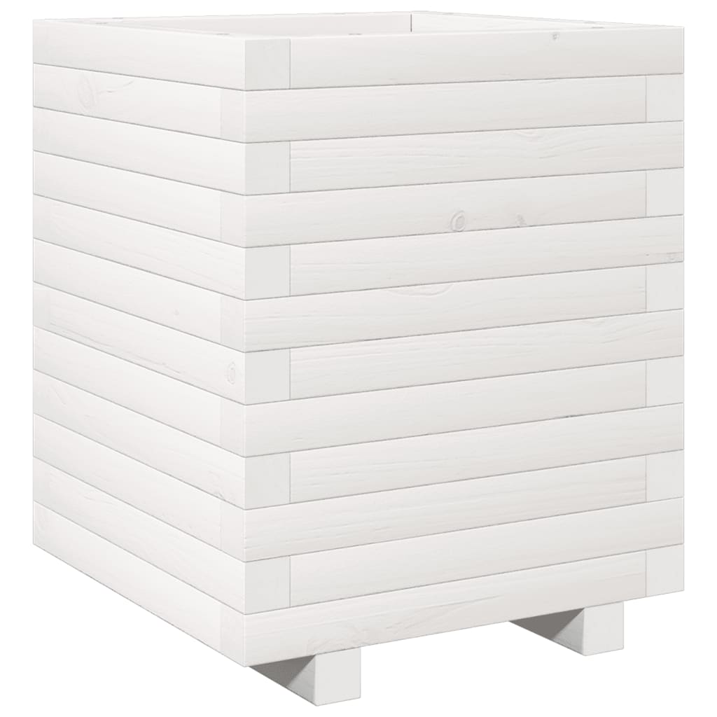 Jardinière bac lit surélevé plantes fleurs terrasse jardin 40 x 40 x 49,5 cm bois de pin massif blanc 02_0037567 - 4