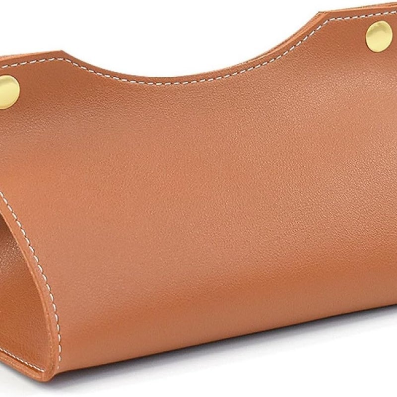 Pudełko na chusteczki skórzane, dozownik chusteczek, pudełko na chusteczki w stylu nordyckim, składane pudełko na chusteczki do domu (brązowe)