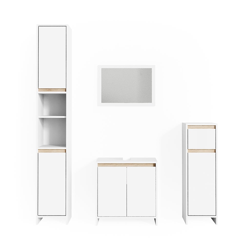 Vicco Zestaw mebli łazienkowych Emma, Biały/Sonoma, 4 części